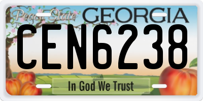 GA license plate CEN6238