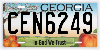 GA license plate CEN6249