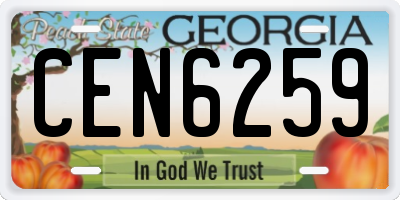 GA license plate CEN6259
