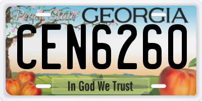 GA license plate CEN6260
