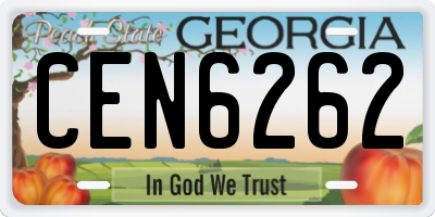 GA license plate CEN6262