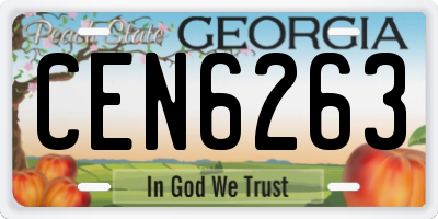 GA license plate CEN6263