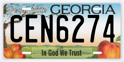 GA license plate CEN6274