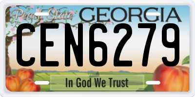 GA license plate CEN6279