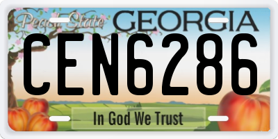 GA license plate CEN6286