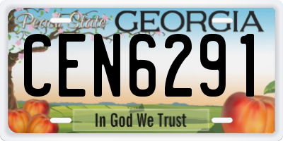 GA license plate CEN6291