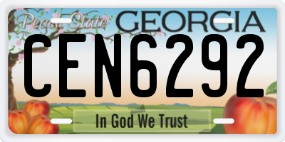 GA license plate CEN6292