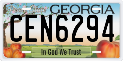 GA license plate CEN6294
