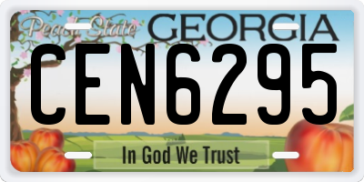 GA license plate CEN6295