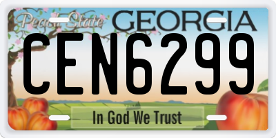 GA license plate CEN6299