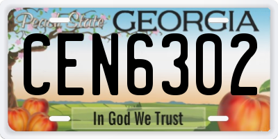 GA license plate CEN6302