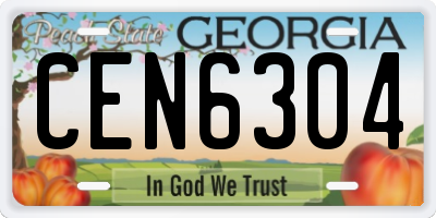 GA license plate CEN6304