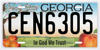 GA license plate CEN6305