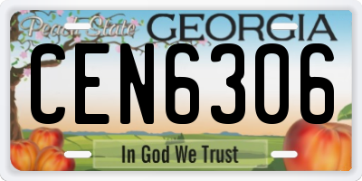 GA license plate CEN6306