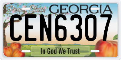 GA license plate CEN6307