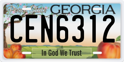 GA license plate CEN6312