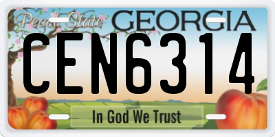 GA license plate CEN6314