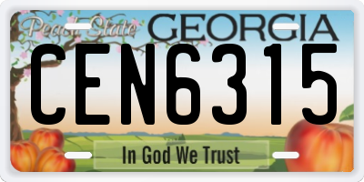 GA license plate CEN6315
