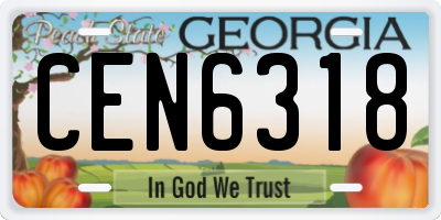GA license plate CEN6318