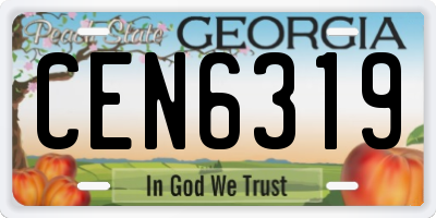 GA license plate CEN6319