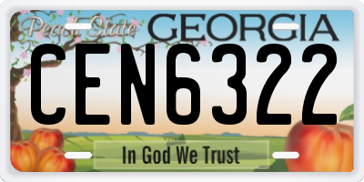 GA license plate CEN6322