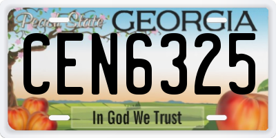 GA license plate CEN6325