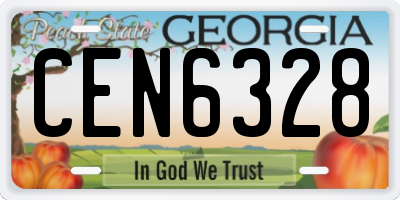 GA license plate CEN6328