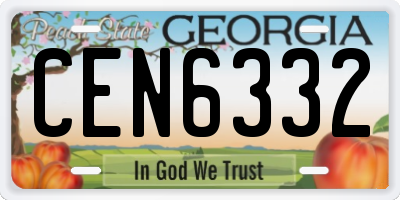 GA license plate CEN6332