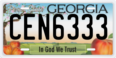 GA license plate CEN6333