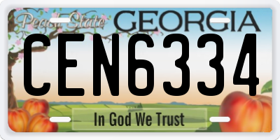 GA license plate CEN6334