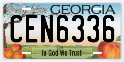 GA license plate CEN6336