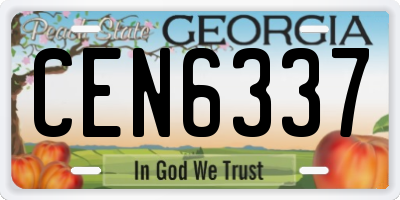 GA license plate CEN6337