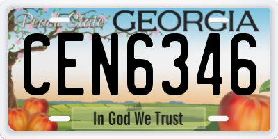 GA license plate CEN6346