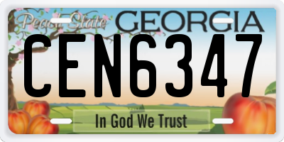 GA license plate CEN6347