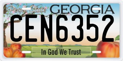 GA license plate CEN6352