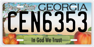 GA license plate CEN6353