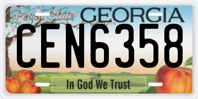 GA license plate CEN6358