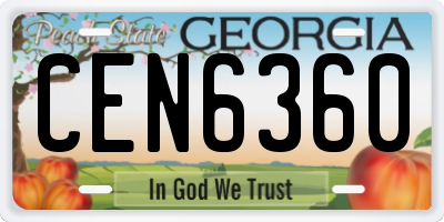 GA license plate CEN6360