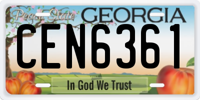 GA license plate CEN6361