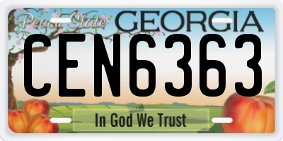 GA license plate CEN6363