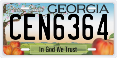GA license plate CEN6364