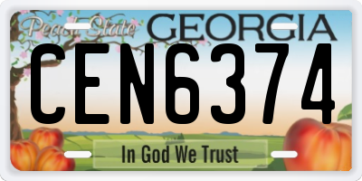 GA license plate CEN6374