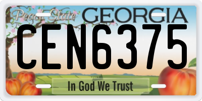 GA license plate CEN6375