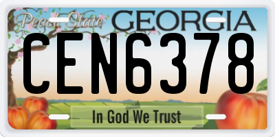 GA license plate CEN6378