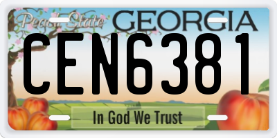 GA license plate CEN6381