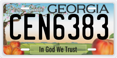 GA license plate CEN6383