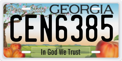 GA license plate CEN6385