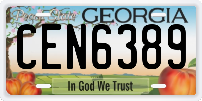 GA license plate CEN6389
