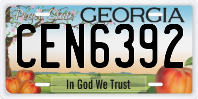 GA license plate CEN6392