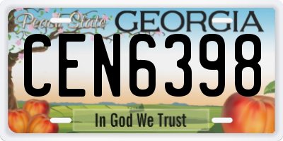 GA license plate CEN6398